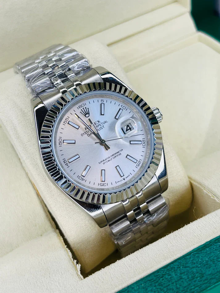 Date Just Silver White Dial Quartz Master Clone Watch