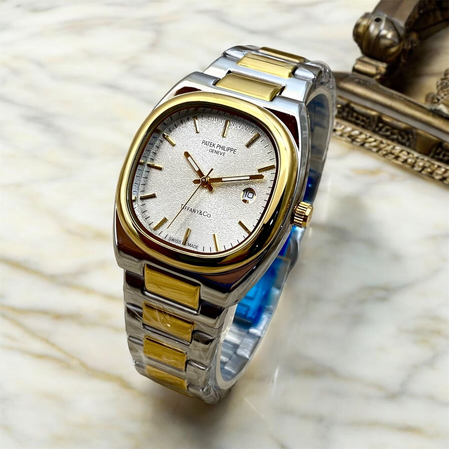 PATEK  PHILIPPE GENEVE STAINLESS STEEL DATE WORKING WATCH