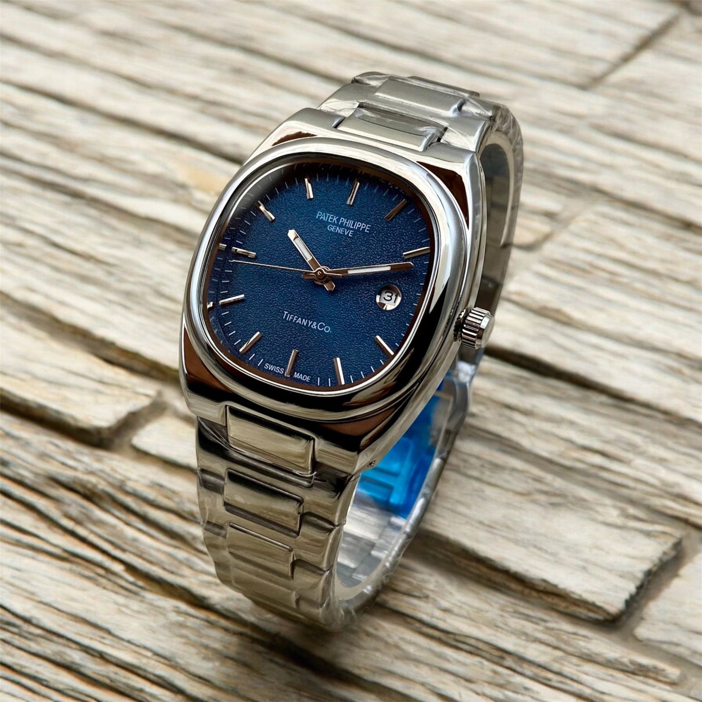 PATEK  PHILIPPE GENEVE STAINLESS STEEL DATE WORKING WATCH