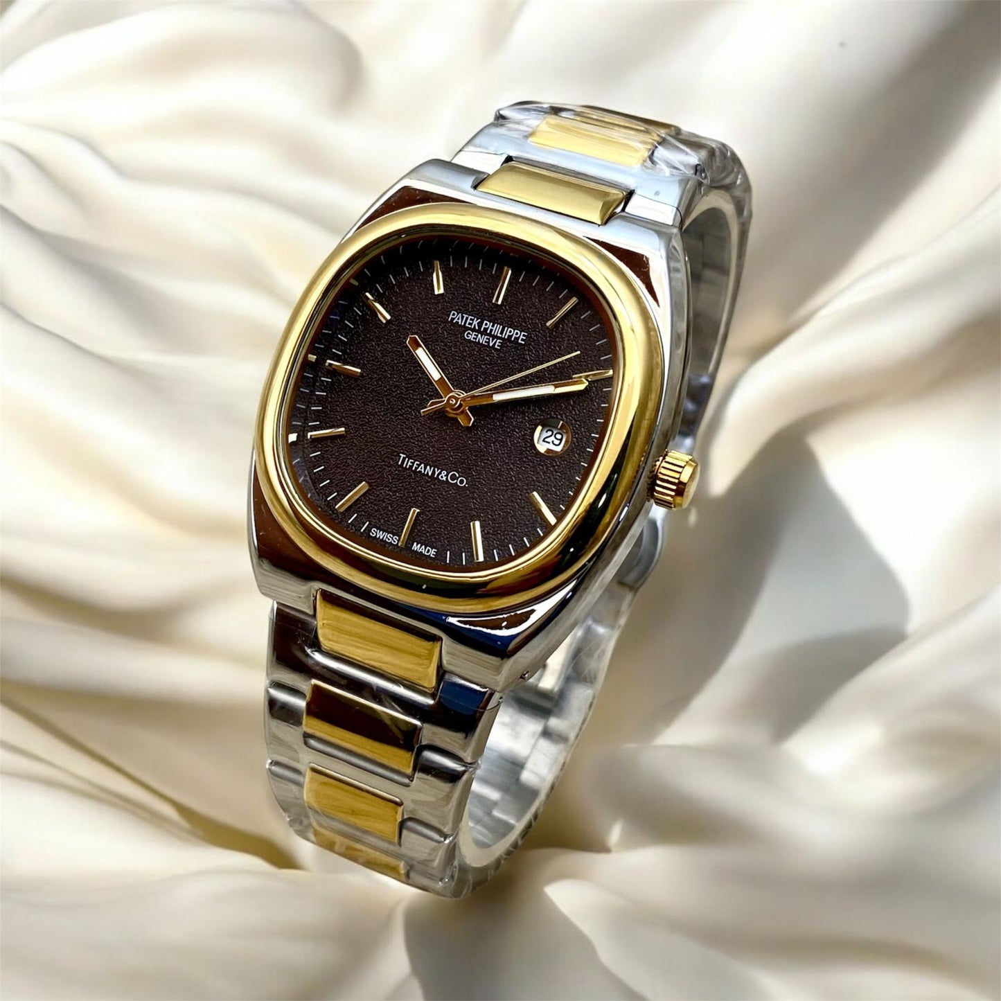 PATEK  PHILIPPE GENEVE STAINLESS STEEL DATE WORKING WATCH