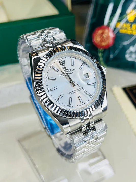 Date Just Silver White Dial Quartz Master Clone Watch